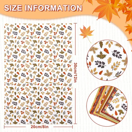 Miniatura 2 de Whaline Hojas de cuero sintético de otoño de 8 x 12 pulgadas, rayas a cuadros, hojas de arce, tela de cuero sintético brillante, naranja, rojo