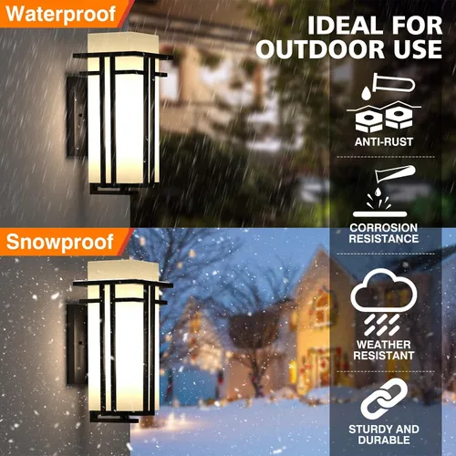 Miniatura 2 de Accesorios de iluminación al aire libre para montaje en pared, luces de pared para exteriores modernas con vidrio esmerilado, luz exterior