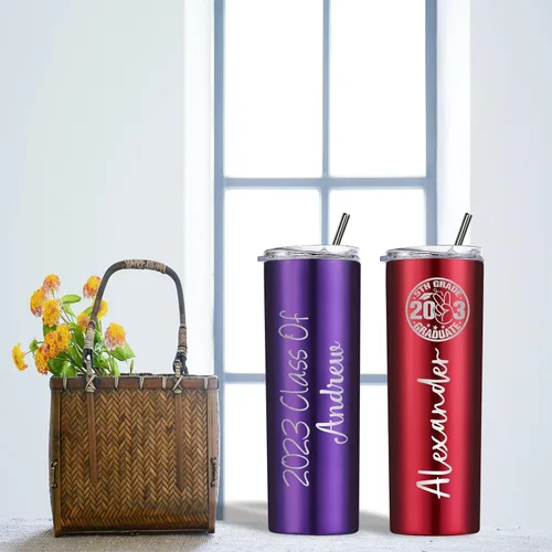 Miniatura 7 de Regalos de graduación, vaso delgado de graduación personalizado con nombres, vaso aislado con grabado láser personalizado de 20 onzas con tapas