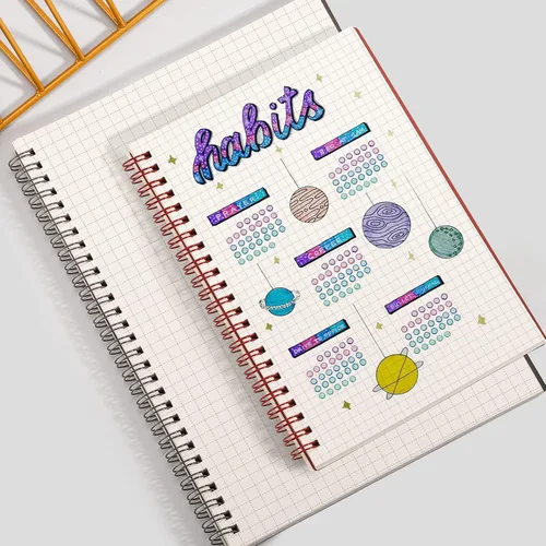 Miniatura 5 de EMSHOI Cuaderno de espiral de papel cuadriculado de 7.48 x 10.15 pulgadas, paquete de 2 cuadernos de 320 páginas B5 con notas adhesivas, papel