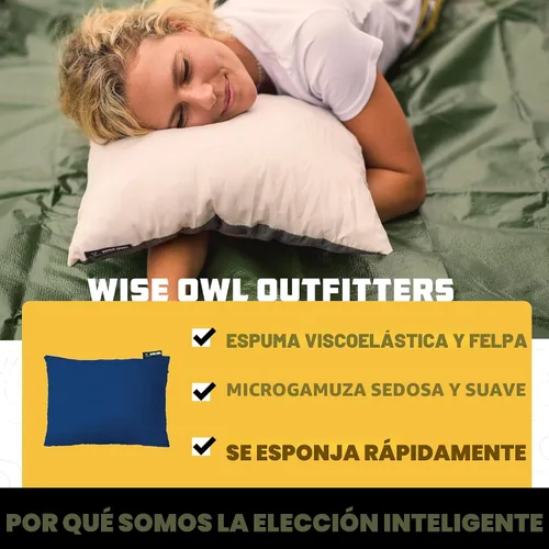 Miniatura 4 de Wise Owl Outfitters - Almohada de camping - Almohada de espuma viscoelástica para viajes en avión, senderismo, mochilero y uso al aire libre - Gris