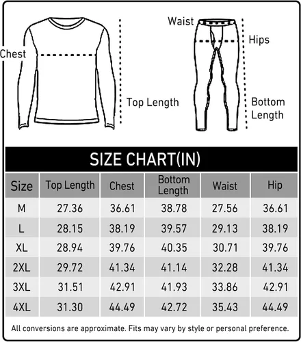 Miniatura 4 de YRW Ropa interior térmica para hombre con forro polar largo conjunto de capa base para clima frío M-4XL