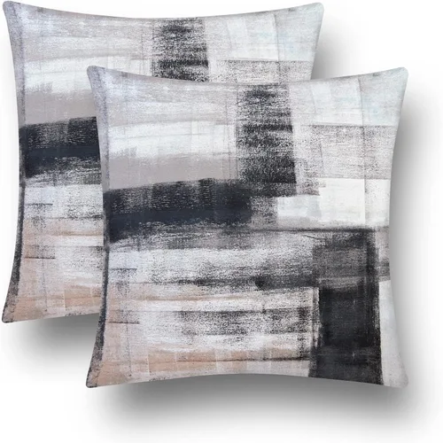 Miniatura 2 de chiinvent Juego de 2 fundas de almohada abstractas de terciopelo blanco y negro, fundas de almohada modernas, color gris, suaves, elegantes