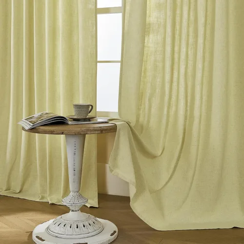 Joydeco Juego de 2 paneles de cortinas de lino de 120 pulgadas de largo, cortinas filtrantes de luz para sala de estar y dormitorio, cortinas de 52