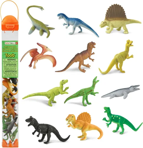 Safari Ltd. Dinosaurios carnívoros TOOB - Juego de 12 mini figuras con T-Rex, Spinosaurus, Utahraptor, Allosaurus, Pteranodon y más - Figuras de