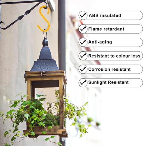 Miniatura 5 de Ganchos en S de ABS resistentes, paquete de 6, 8.26 pulgadas, amarillo, ideal para interiores y exteriores, cocina, armario, baño, jardín