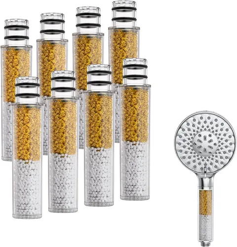 Miniatura 8 de SR SUN RISE Filtro de ducha para cabezal de ducha de mano, paquete de 2 filtros de repuesto para agua dura, elimina el cloro y las sustancias