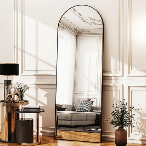 Miniatura 11 de Easly Espejo de Cuerpo Completo de Gran Tamaño, 76" x 34" Espejo Arqueado de Cuerpo Completo, Marco de Metal Negro, Espejo de Piso para Dormitorio