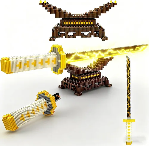 Miniatura 9 de Beego Kill Demon Sword - Juego de construcción de espada negra Tanjirou de 19 pulgadas con soporte para espada
