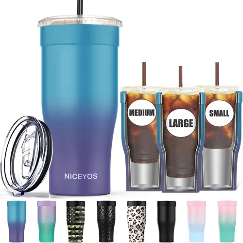 Miniatura 13 de Funda universal para café helado - Funda aislante reutilizable de acero inoxidable de doble pared mejorada para bebidas frías, se ajusta a tazas