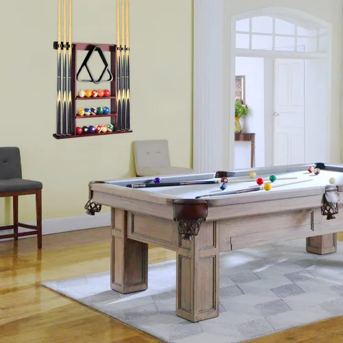 Miniatura 6 de Soporte para palo de billar, soporte de pared para taco de billar, accesorios para billar, bar, sala de juegos (caoba)