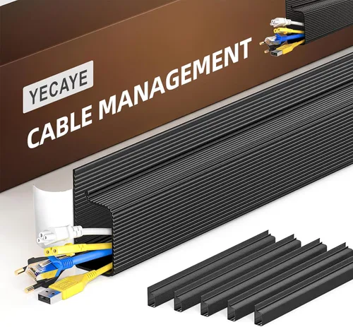 Miniatura 14 de YECAYE Organizador de cables de 94.2 pulgadas bajo el escritorio, montaje adhesivo de fácil instalación, ocultador de cables, organizador de cables
