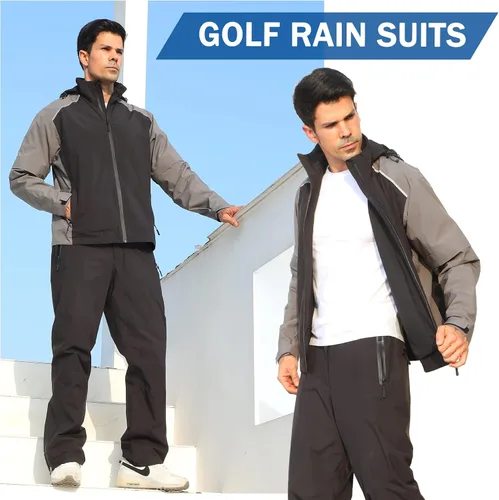 Miniatura 2 de K.E.J. Chaqueta impermeable de golf para hombre, impermeable, ligera, traje de golf para senderismo, ciclismo, correr, camping, viajes