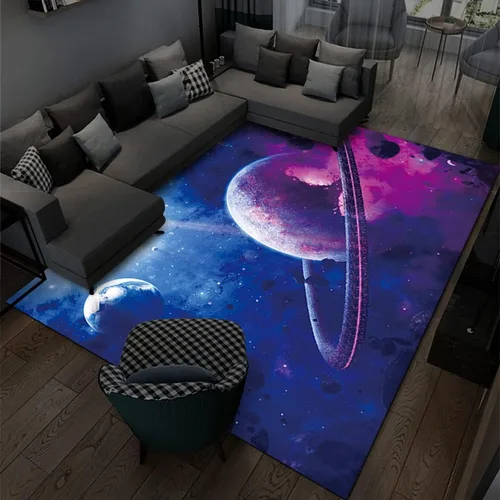 Miniatura 15 de Alfombra de ilusión óptica 3D azul y verde, patrón geométrico de remolino, para dormitorio, sala de estar, decoración de interiores, 63 x 47