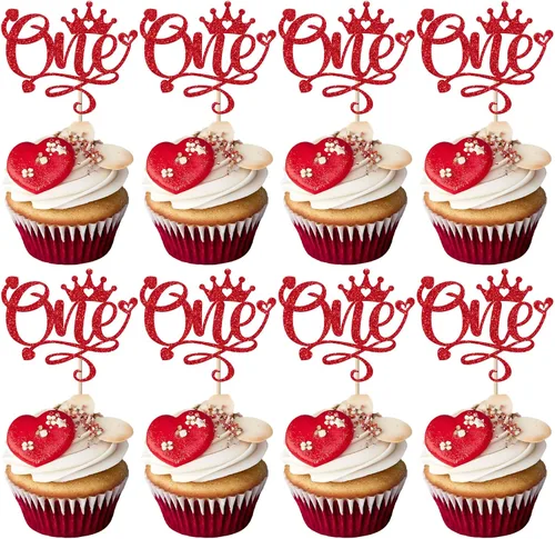 Miniatura 13 de Paquete de 24 adornos para cupcakes con purpurina en forma de corazón con temática de amor dulce, decoración de pasteles para el día de San