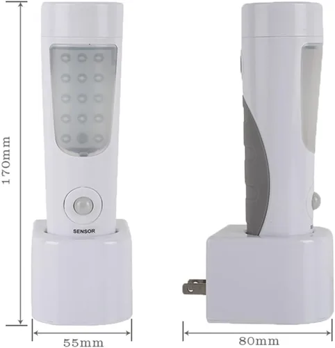 Miniatura 6 de Luz nocturna de pared con sensor de movimiento 4 en 1, luz LED de falla de energía, linternas de emergencia, linterna recargable, luz de corte