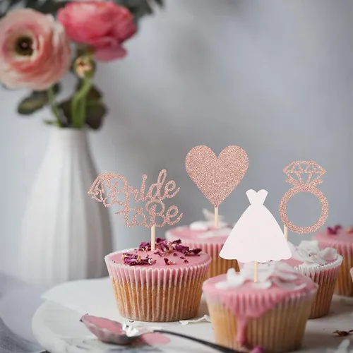 Miniatura 6 de 24 piezas de decoración para cupcakes con anillo de corazón, para despedida de soltera, bodas, compromisos, despedidas de soltera, suministros