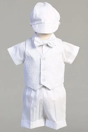 Miniatura 2 de Trajes de bautismo para niños, traje de bautizo para bebé, chaleco de algodón bautismal, ropa corta - Ropa de bautizo para niño Bebe