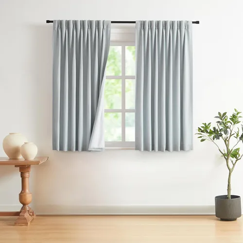 Miniatura 59 de Vision Home Cortinas marrones con pliegues pinzados de bloqueo total, cortinas de ventana de lino mezclado para oscurecimiento de la habitación, 95