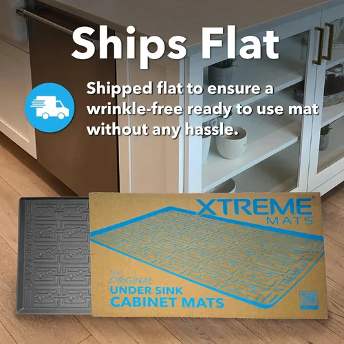 Miniatura 9 de XTREME MATS Tapete impermeable para debajo del fregadero (gris 28 pulgadas 1/4 x 22 1/4) forro de base de gabinete para gabinetes de cocina
