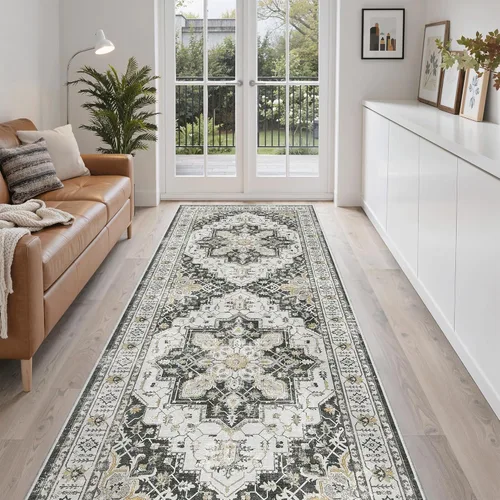 Miniatura 882 de Madane Tapete lavable de 2 x 10 pies para pasillo, cocina, recibidor, clásico, suave, antideslizante para interiores, casa de campo, baño, sala