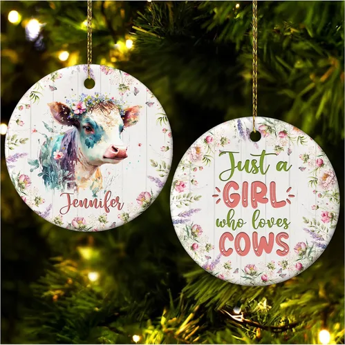 Miniatura 33 de Hyturtle Adorno de Navidad personalizado para los amantes de los osos, adorno de cerámica con nombre personalizado de Just A Girl Who Loves Bears