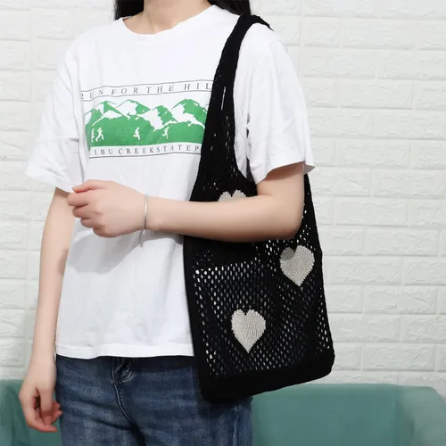 Miniatura 9 de Ovida Bolso de mano de ganchillo de malla, bolsa de playa Fairycore, bolso hobo de hadas, estilo grunge, bolso estético Y2K para mujeres y niñas