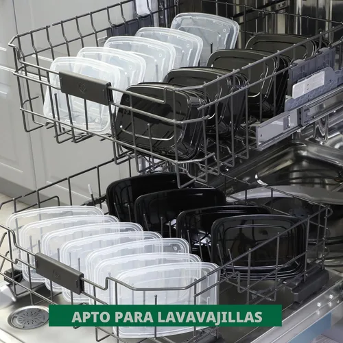 Miniatura 7 de Freshware - Contenedores de preparación de comida [15 unidades] (Paquete de 1) con tapas y 1 compartimento para almacenar comida. Cajas Bento, sin