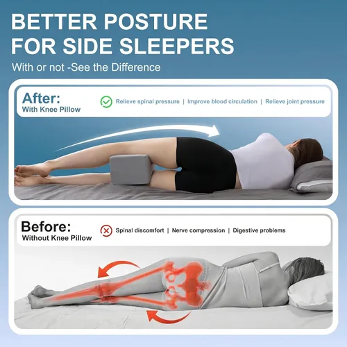 Miniatura 5 de UJPFEO Almohada de rodilla para personas que duermen de lado, almohada refrescante de espuma viscoelástica para dormir entre las rodillas, almohada
