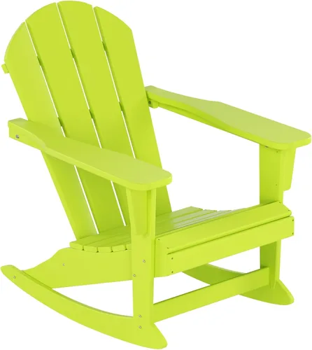 Miniatura 225 de WestinTrends Silla mecedora Malibu de poliéster para exterior/patio Adirondack, Negra