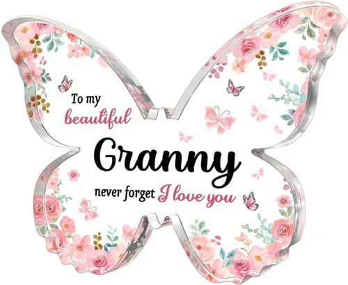 Miniatura 11 de GiftyTrove Regalos para tía, Placa de Acrílico en Forma de Mariposa de 5x3.8x0.5 Pulgadas, Regalo para el Día de la Madre, San Valentín, Cumpleaños