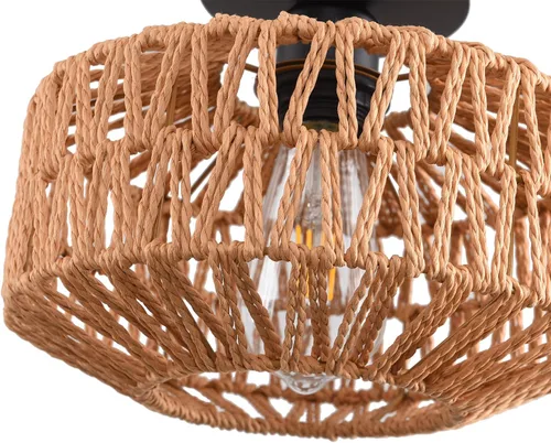 Miniatura 3 de Lámpara de Techo, Lámpara de Techo de Ratán Tejida a Mano de Montaje Empotrado, Lámparas de Techo Estilo Granja Montaje de Techo Boho para Pasillo