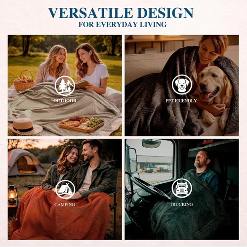 Miniatura 5 de Manta de vellón para sofá, mantas cálidas de felpa para cama, manta de franela mullida y acogedora para sofá cama, patrón jacquard de viaje, beige
