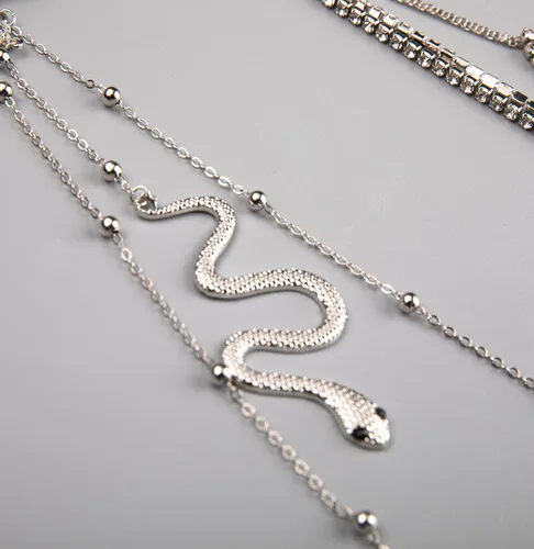 Miniatura 9 de Cadenas de muslo para mujer, 8 cadenas de piernas para mujer, cadena de pierna de serpiente, cadena de cuerpo en capas, juego de joyería de playa