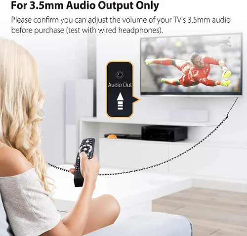 Miniatura 4 de Avantree HF027 - Auriculares de cable largo para TV y PC, cable de extensión de 18 pies con micrófono y cable de bobina de resorte extralargo
