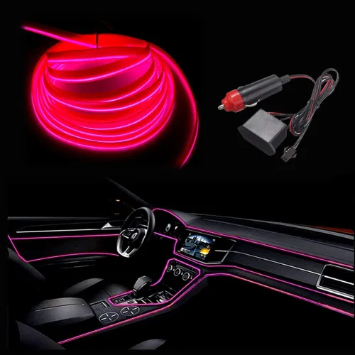 Miniatura 10 de MaxLax Tira de Iluminación LED de Neón Azul para Interior de Auto - 9.84 Pies de Cable EL de 12V Flexible con Protección de Fusible Integrada