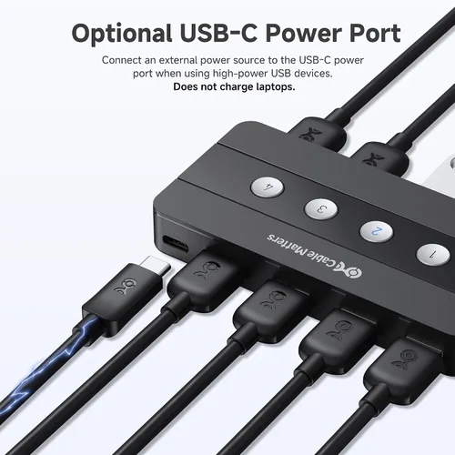 Miniatura 7 de Cable Matters Interruptor USB 3.0 de 4 puertos para compartir 4 computadoras y periféricos USBA incluyendo teclado, mouse y disco duro, con un