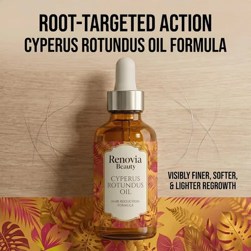 Miniatura 2 de Renovia Beauty Cyperus Rotundus - Aceite de depilación Renovia Beauty, detiene el crecimiento del vello no deseado de forma natural, 2 onzas