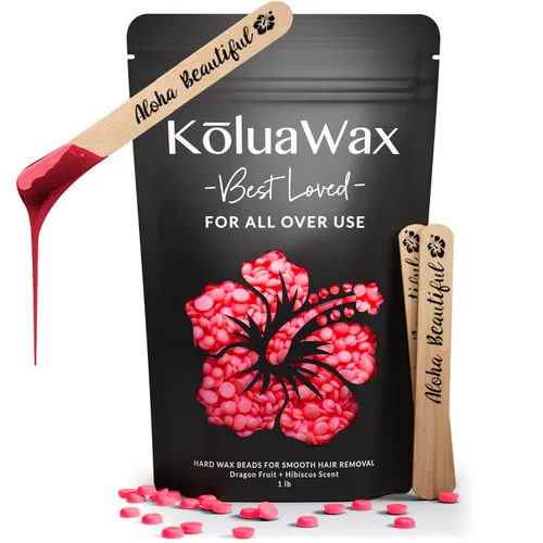 KoluaWax Perlas de cera dura para depilación – Fórmula de cabello grueso – cara, brasileño, axilas, espalda, pecho, depilación de bikini – fruta del