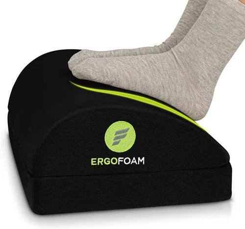 Miniatura 11 de Reposapiés ajustable ErgoFoam para mayor altura - Diseño ortopédico en forma de lágrima con malla - Reposapiés grande y prémium para debajo