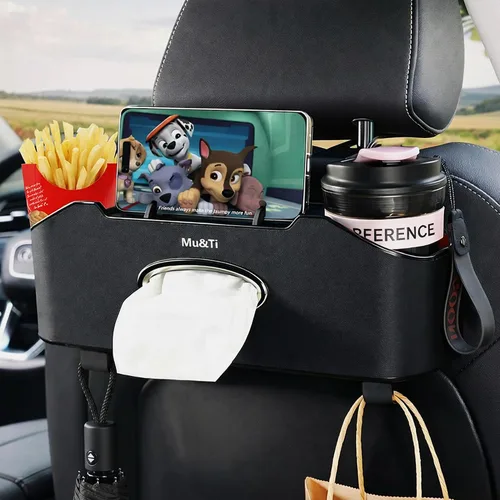 Miniatura 8 de Mu&Ti Organizador de asiento trasero para automóvil, 4+2 en 1, caja de almacenamiento multifuncional para asiento trasero de automóvil con 2
