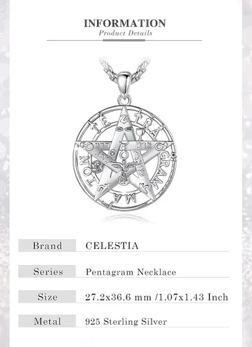 Miniatura 33 de CELESTIA Colgante de plata de ley 925, anillos de tetragrammaton, collar masónico, joyería de pentagrama para mujeres y hombres
