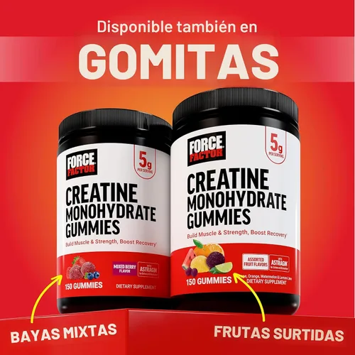 Miniatura 10 de Force Factor Polvo de Creatina Monohidrato, dosis de 5g micronizadas para apoyar el crecimiento muscular, la fuerza, la recuperación, la salud