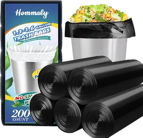 Miniatura 12 de Hommaly 15 litros 150 piezas Bolsas de basura pequeñas transparentes Bolsas de basura resistentes, Bolsas de basura para baño, Bolsas de plástico