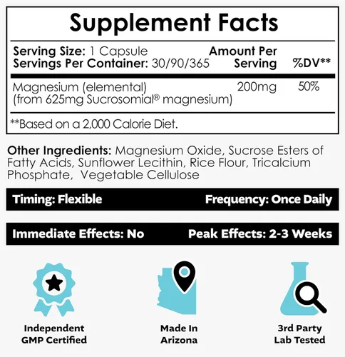 Miniatura 2 de Nootropics Depot MicroMag - Cápsulas de magnesio 625 mg 90 unidades Contiene 200 mg de magnesio elemental