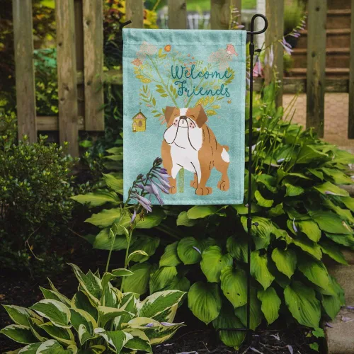 Miniatura 2 de Caroline's Treasures BB7602GF Bandera de jardín con texto en inglés "Welcome Friends" - Bandera decorativa para patio exterior, patio, parterres