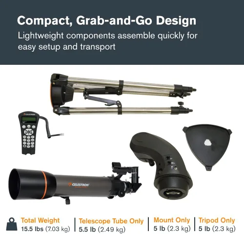 Miniatura 5 de Celestron - NexStar 102SLT Telescopio Computarizado - Compacto y Portátil - Diseño Óptico de Refractores - Tecnología SkyAlign - Control de Mano