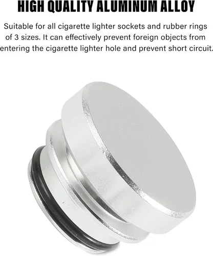 Miniatura 2 de YAKEFLY Tapa Universal para Encendedor de Cigarrillos, Tapones de Aluminio para Decoración de Coche (Plata)