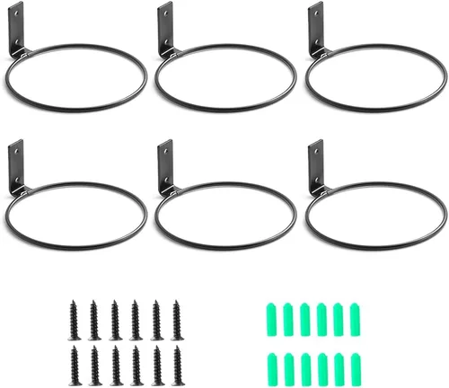 Miniatura 8 de Anillo de soporte para plantas de 4 pulgadas montado en la pared, paquete de 6 ganchos de metal para macetas, soporte para colgar plantas