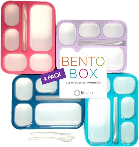 Miniatura 10 de Bento - Juego de Lonchera para almuerzo o refrigerio, a prueba de fugas, con recipientes, para niños y adultos, libre de BPA, apto para microondas